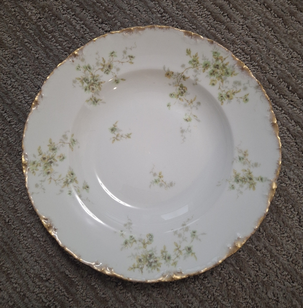 Vintage Haviland Limoges Porcelain Salad Plate Schleiger 150 "Green Roses"
